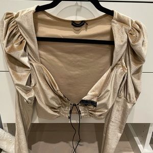 Pretty little thing tan velvet strap top. Sz 2